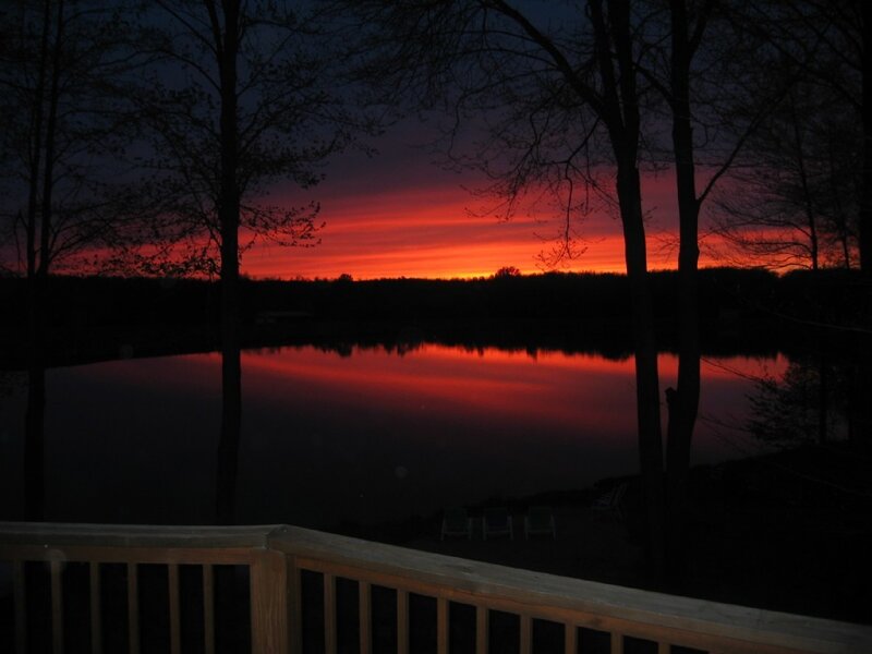 Sunset over Lake — Red