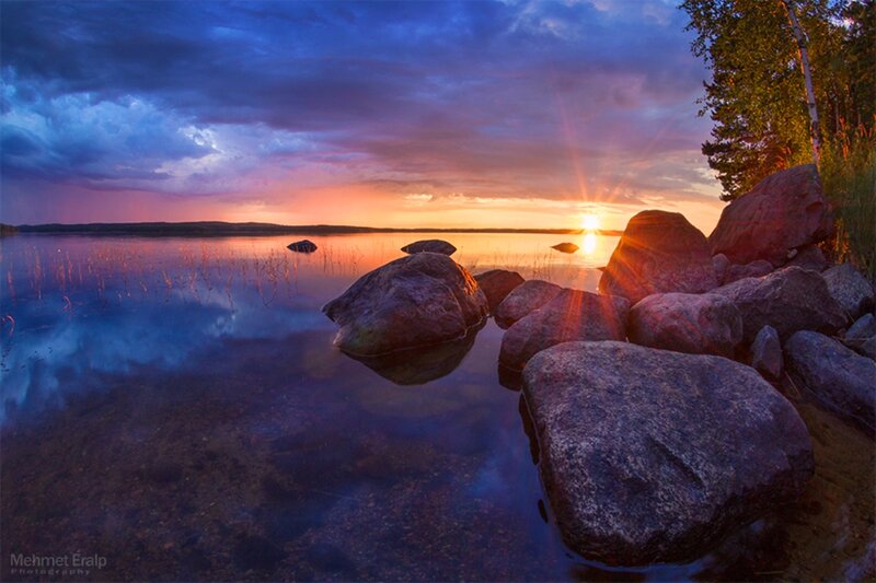 Sunset over Lake Rocks — Blue