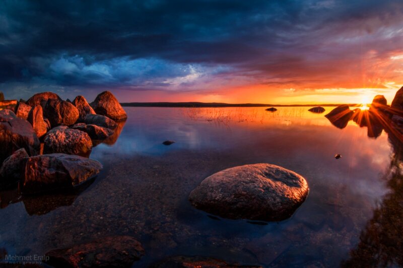 Sunset over Lake Rocks — Orange