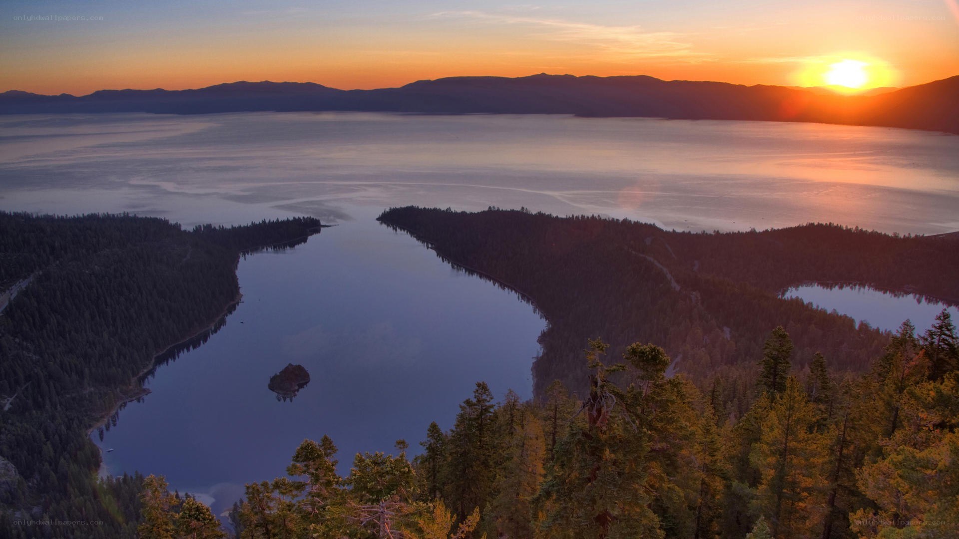 sunset over lake tahoe