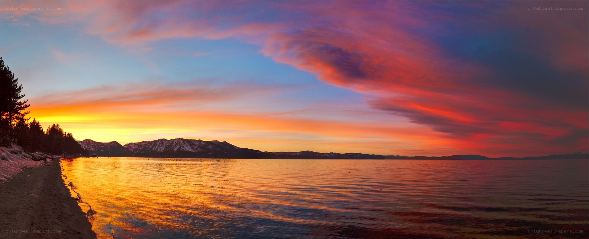 sunset over lake tahoe