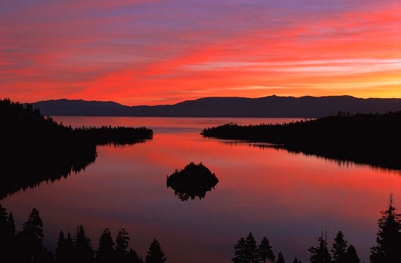 sunset over lake tahoe