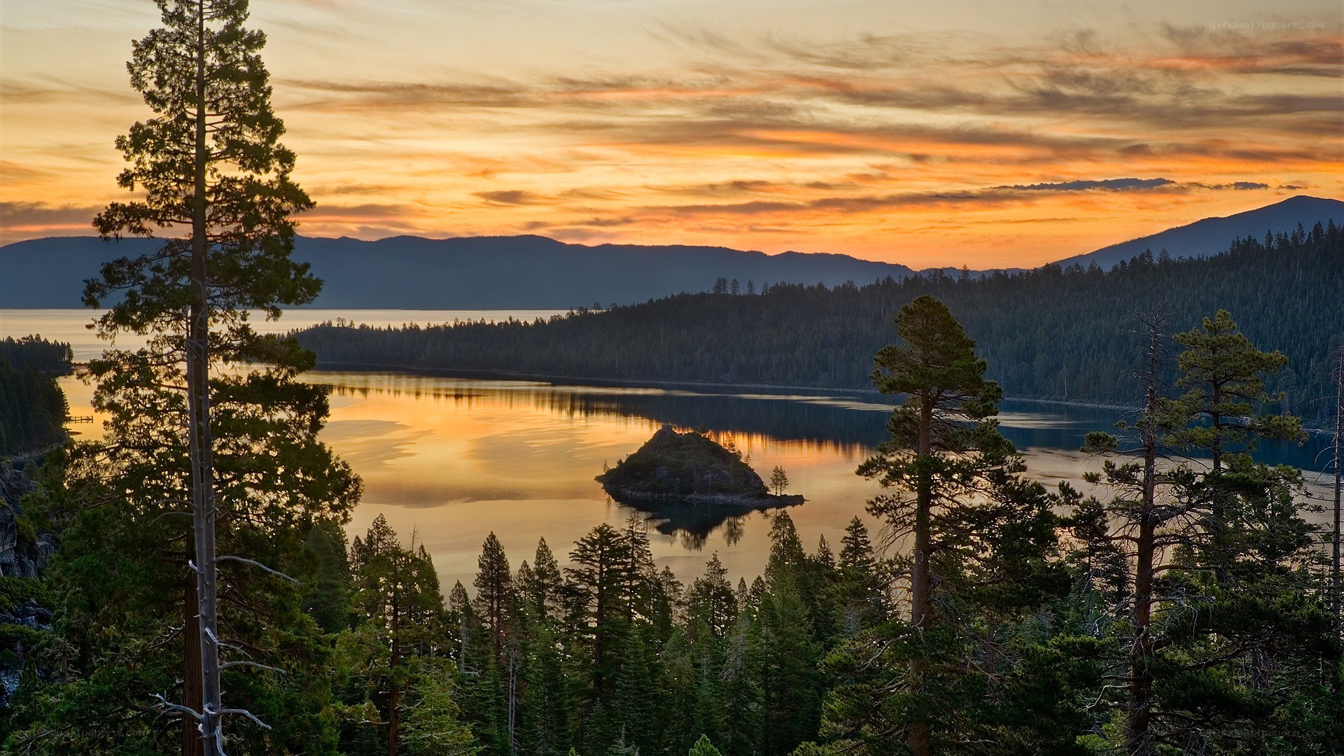 sunset over lake tahoe
