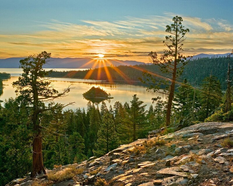 Sunset over Lake with Island