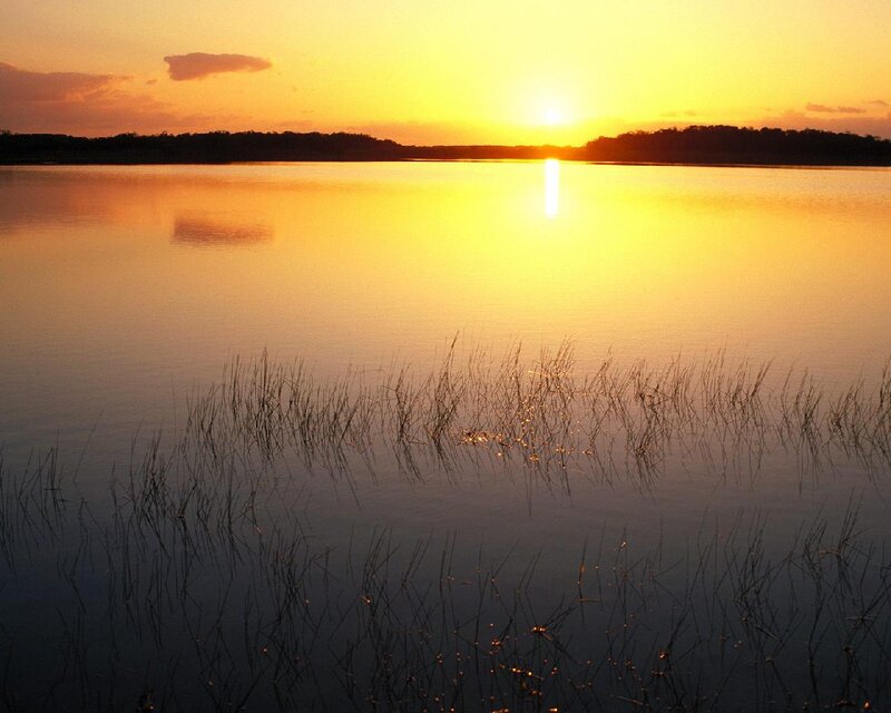 Sunset over Lake — Yellow, Serene, Photograph, Sky