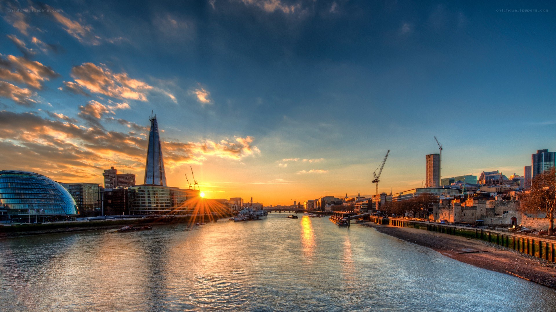 Sunset over London skyline