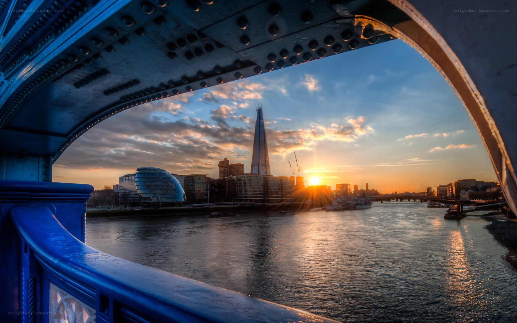 Sunset over London skyline