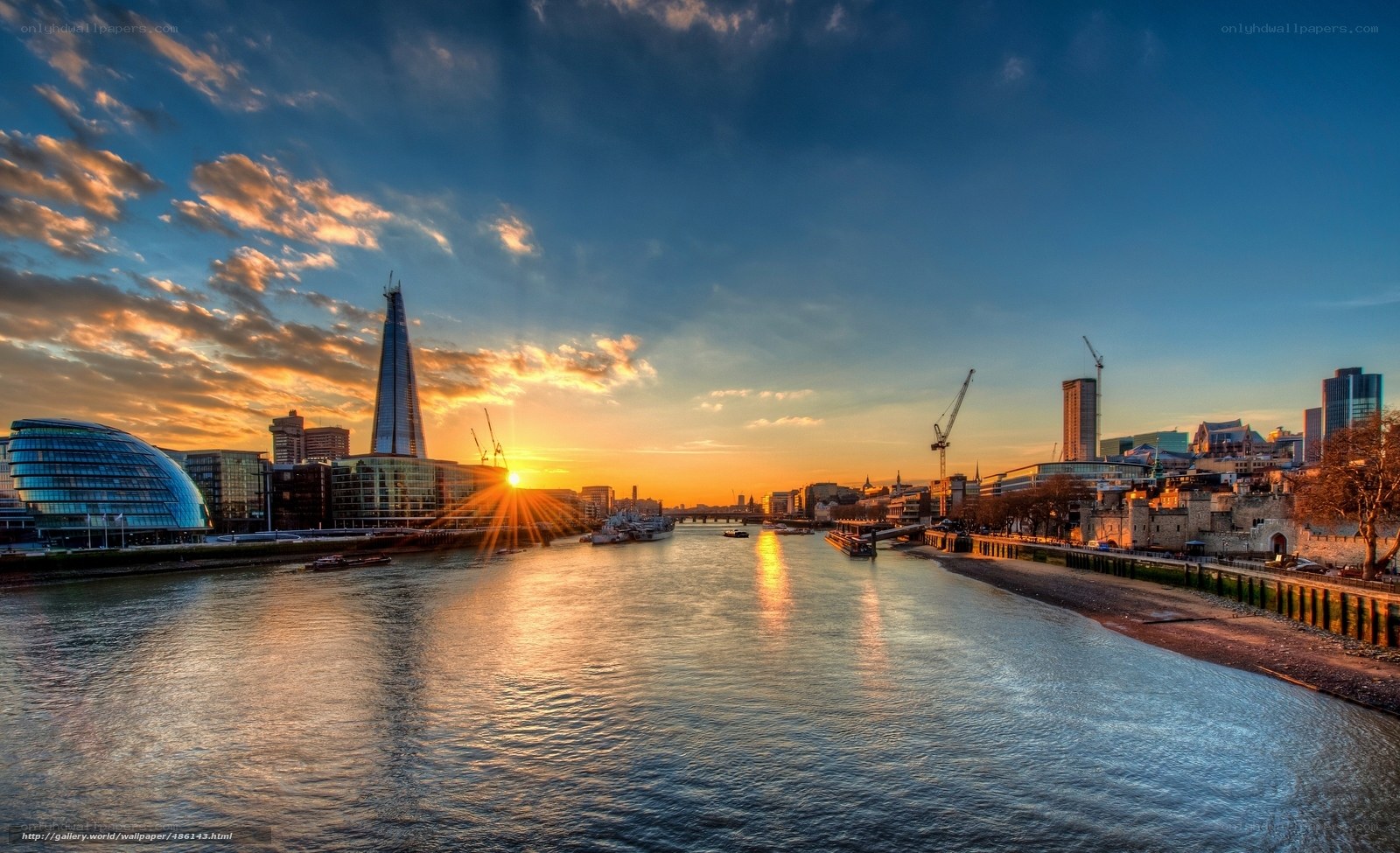 Sunset over London skyline