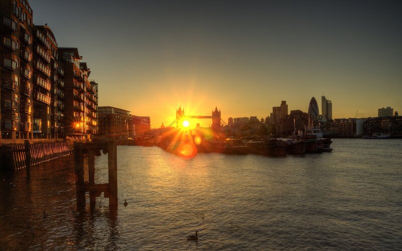 Sunset over London skyline