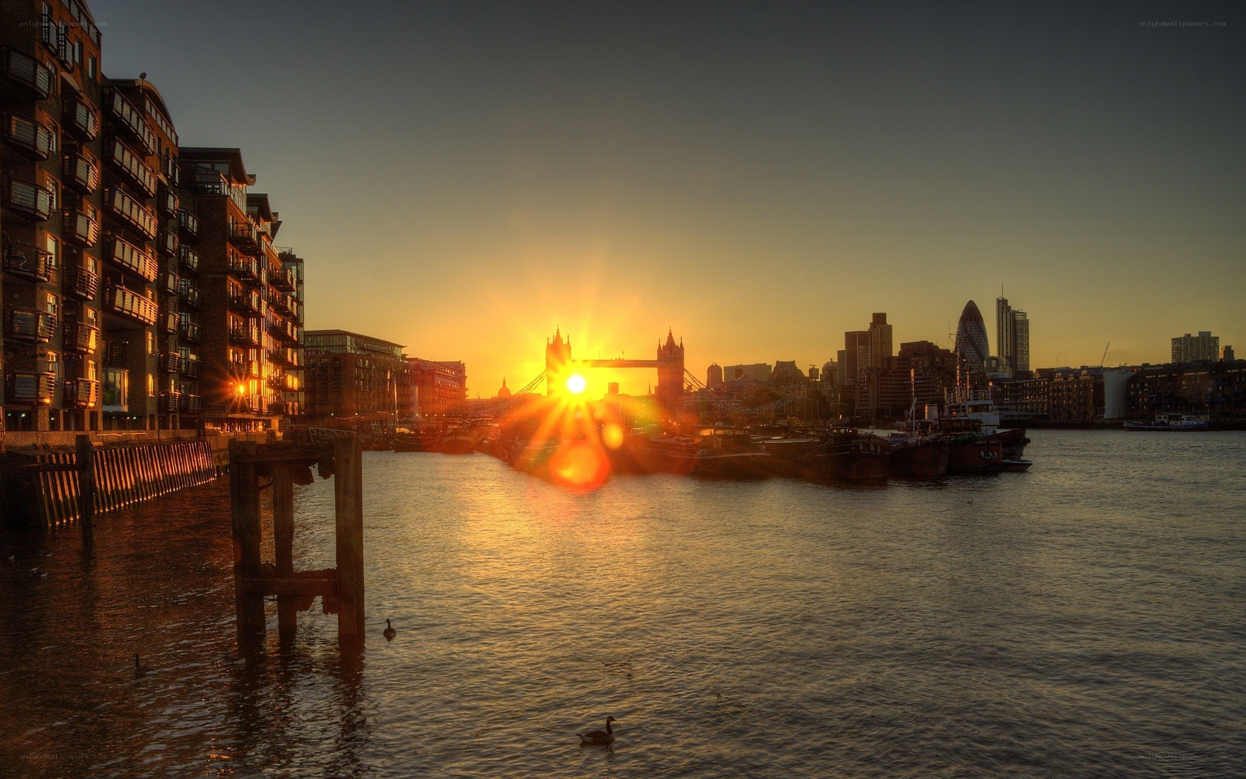 Sunset over London skyline