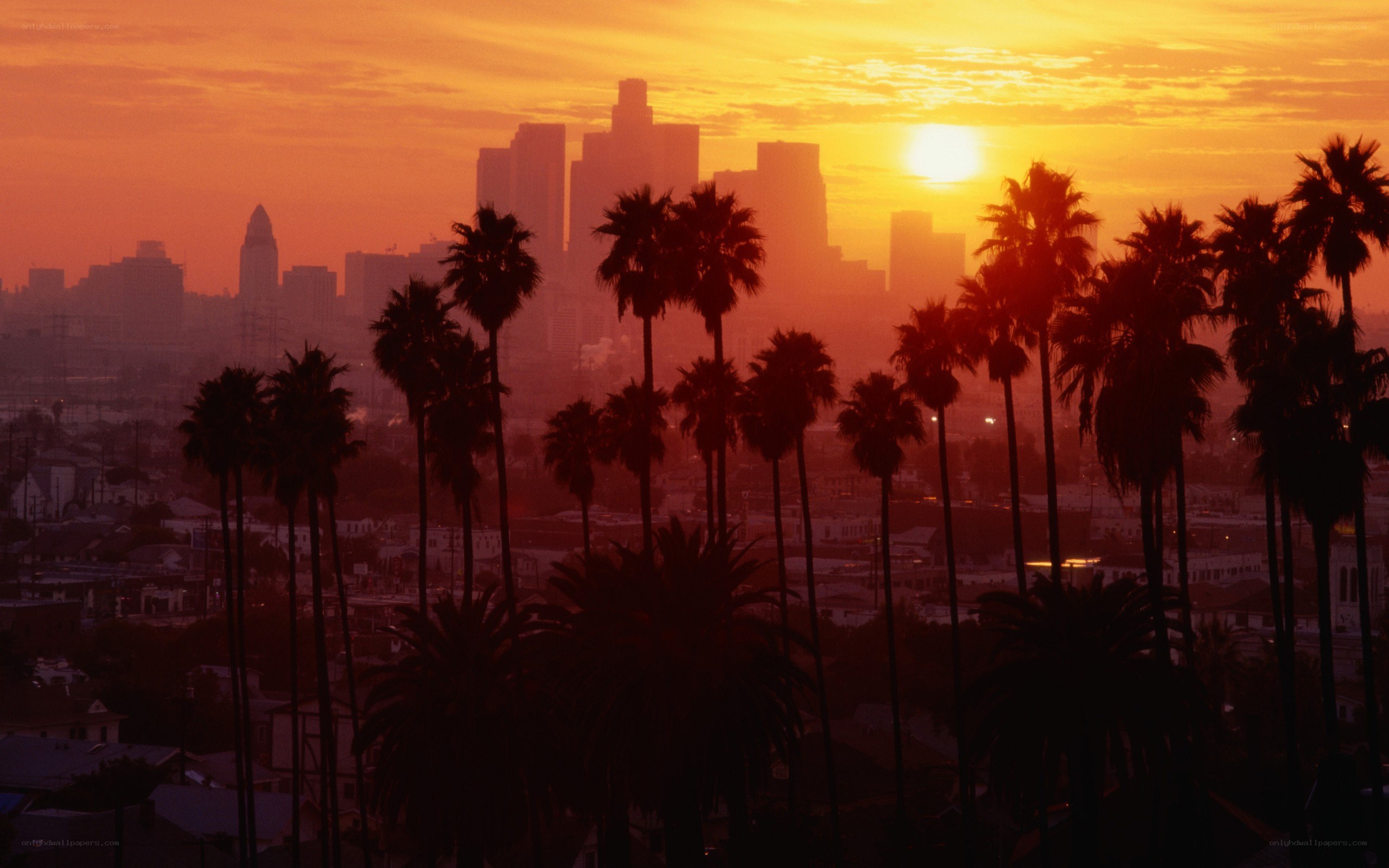 Sunset over Los Angeles skyline