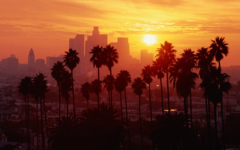 Sunset over Los Angeles skyline