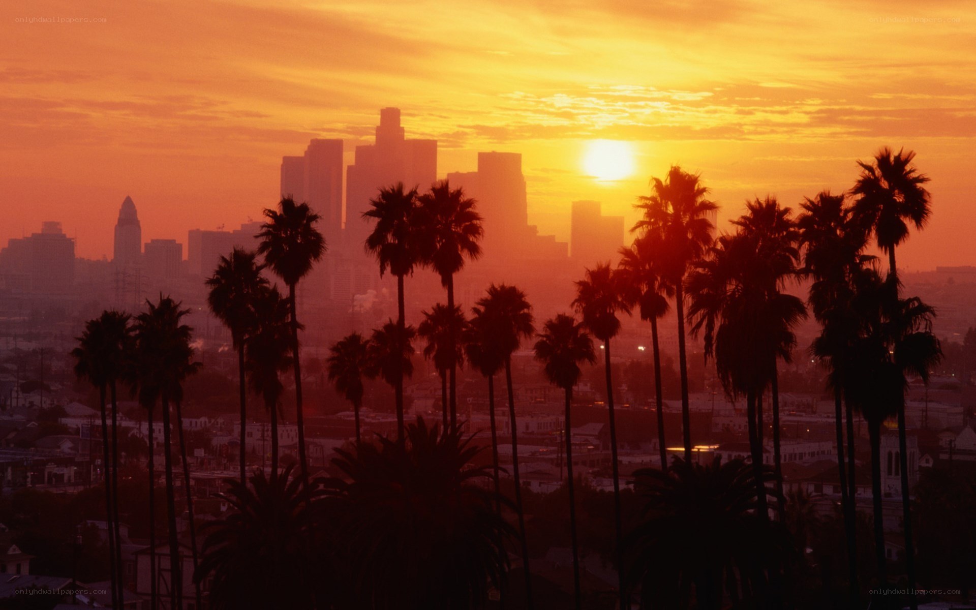 Sunset over Los Angeles skyline
