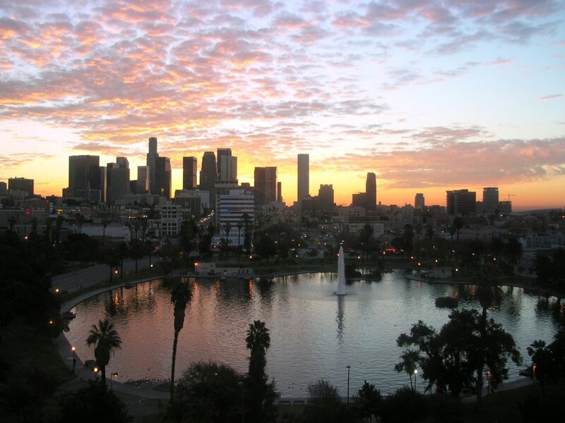 Sunset over Los Angeles skyline