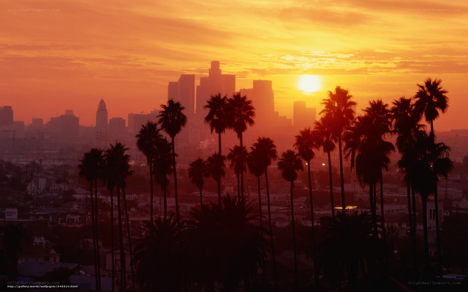 Sunset over Los Angeles skyline