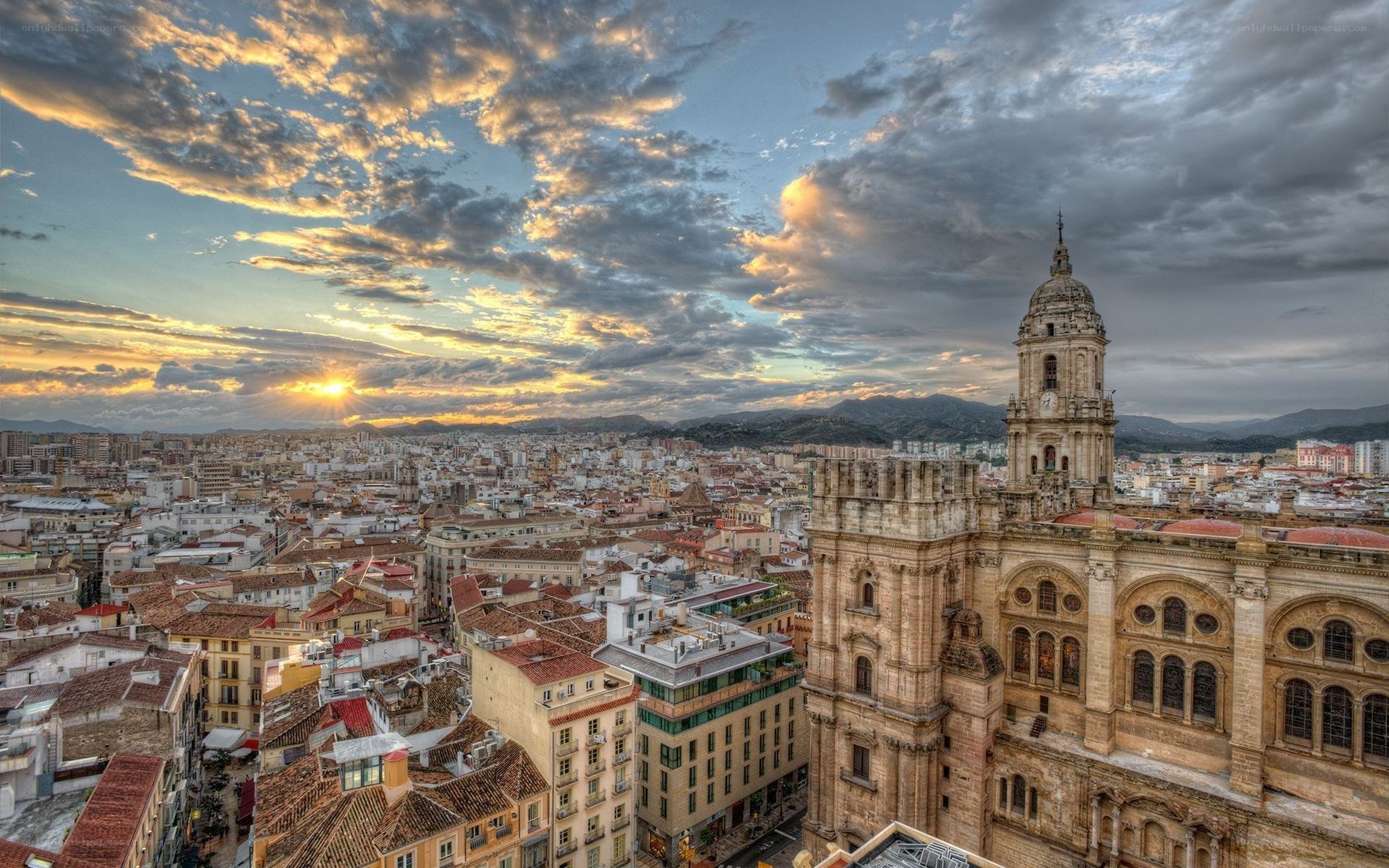Sunset over Malaga Cathedral