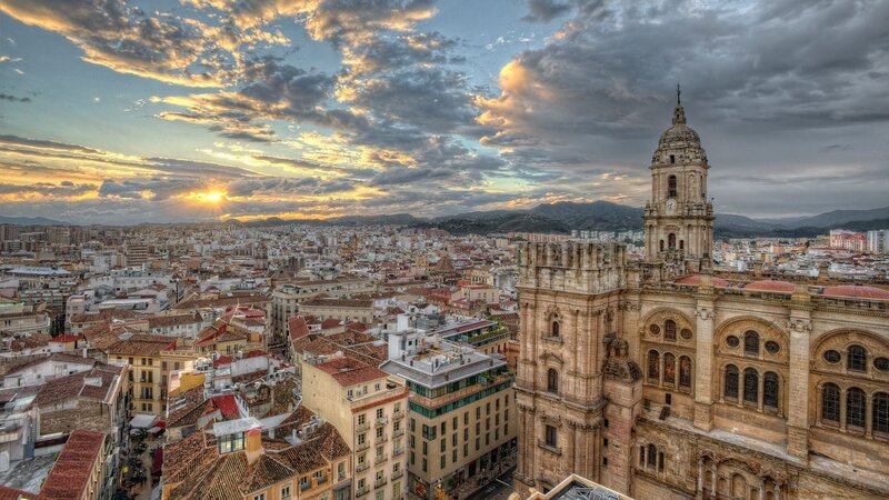 Sunset over Malaga Cathedral