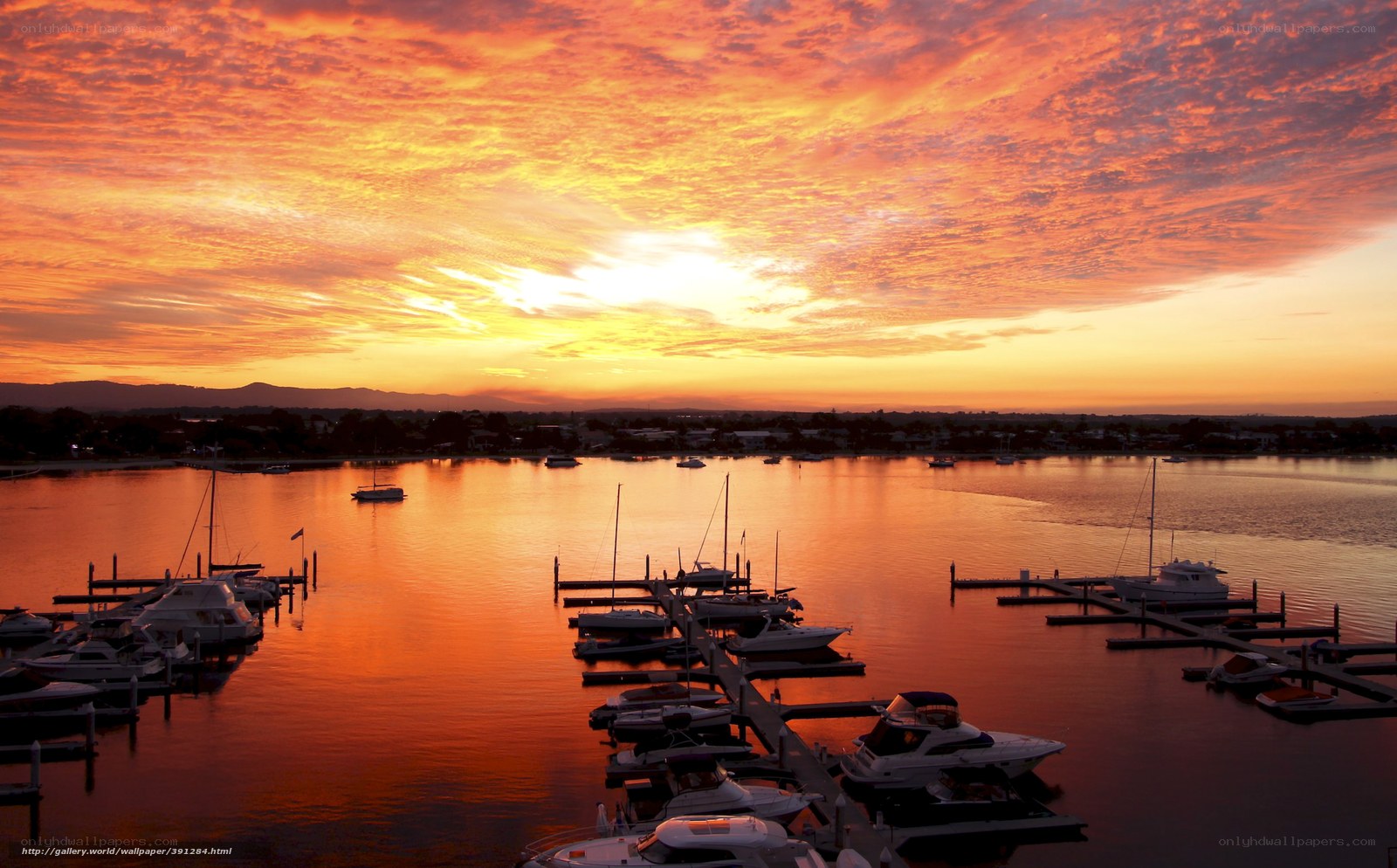 Sunset over marina
