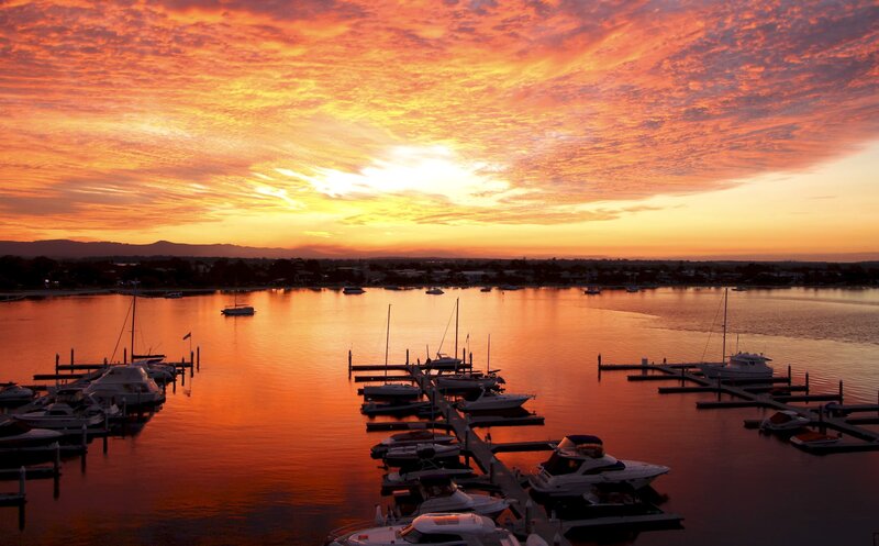 Sunset over marina