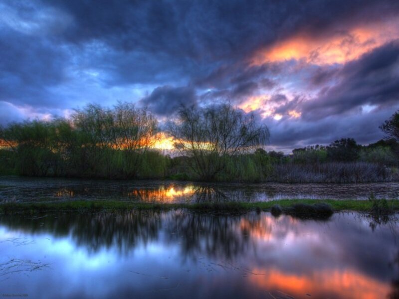 Sunset over Marsh — Blue