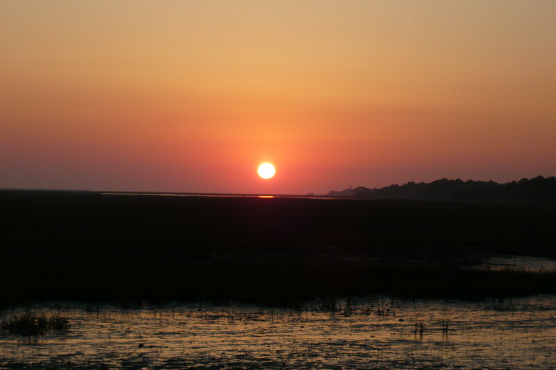 Sunset over Marsh — Orange, Serene, Photograph