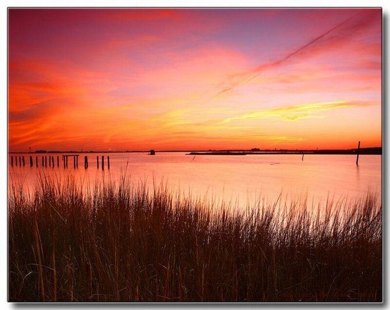 Sunset over Marsh — Orange, Serene