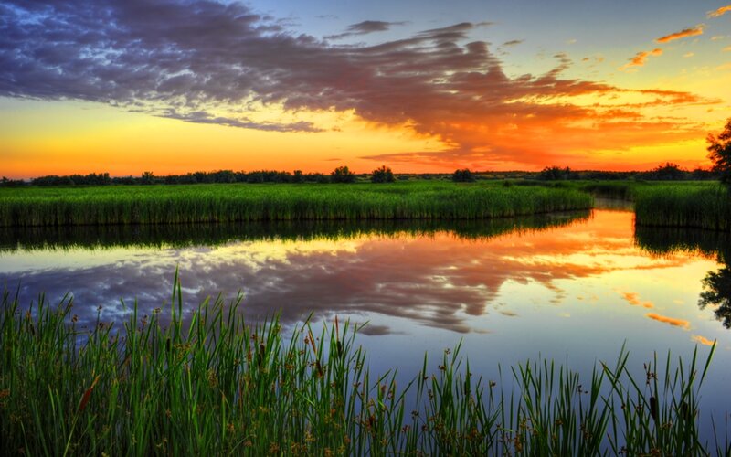 Sunset over Marsh Pond — Orange