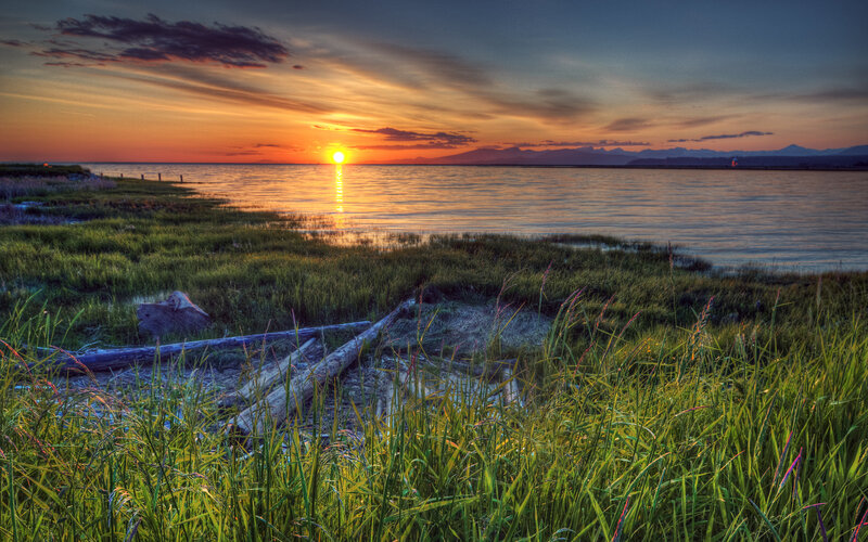 Sunset over Marshland — Orange, Serene