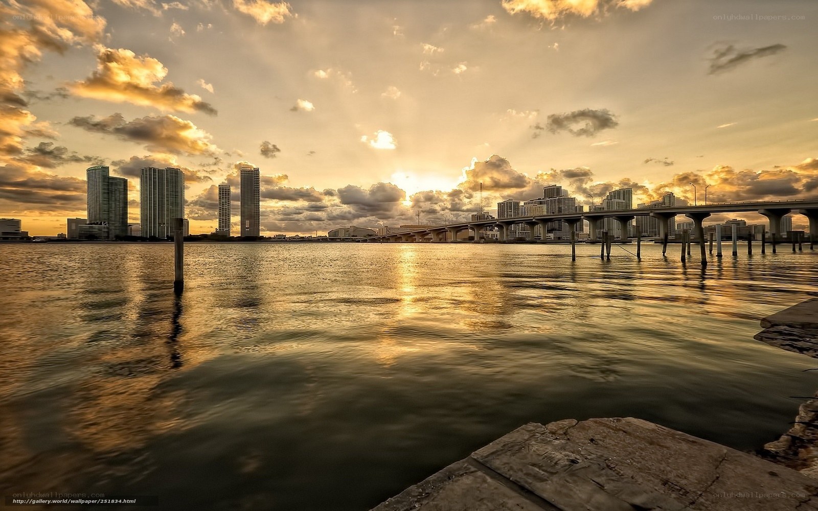 Sunset over Miami skyline