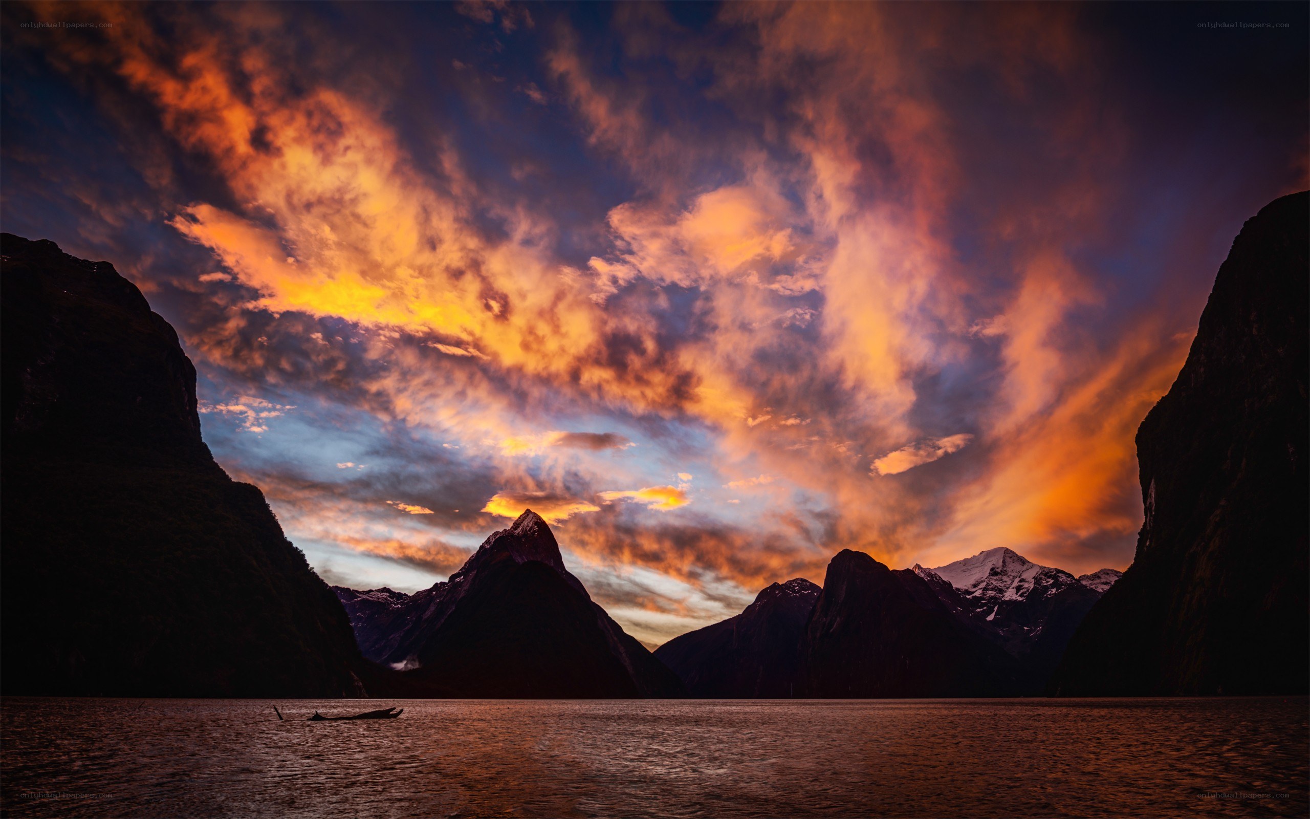 Sunset over Milford Sound