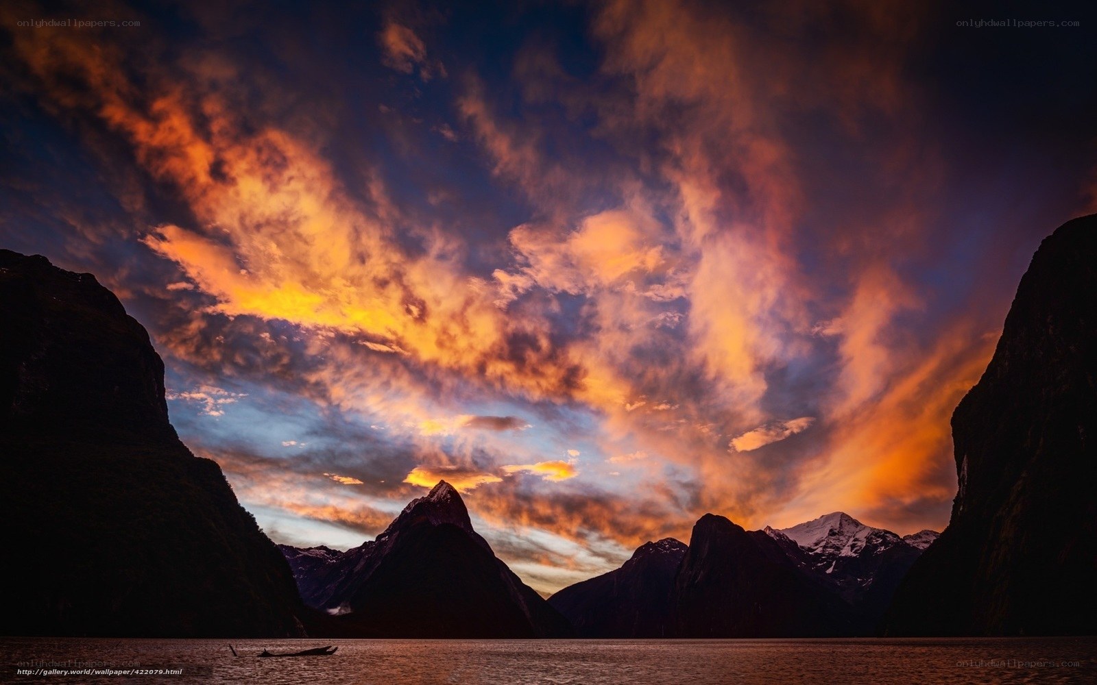 Sunset over Milford Sound