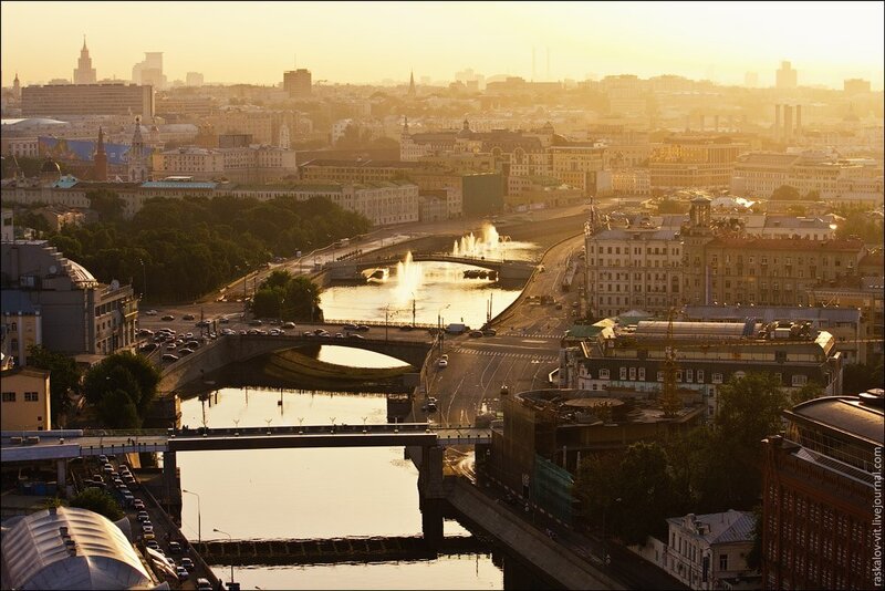 Sunset over Moscow cityscape