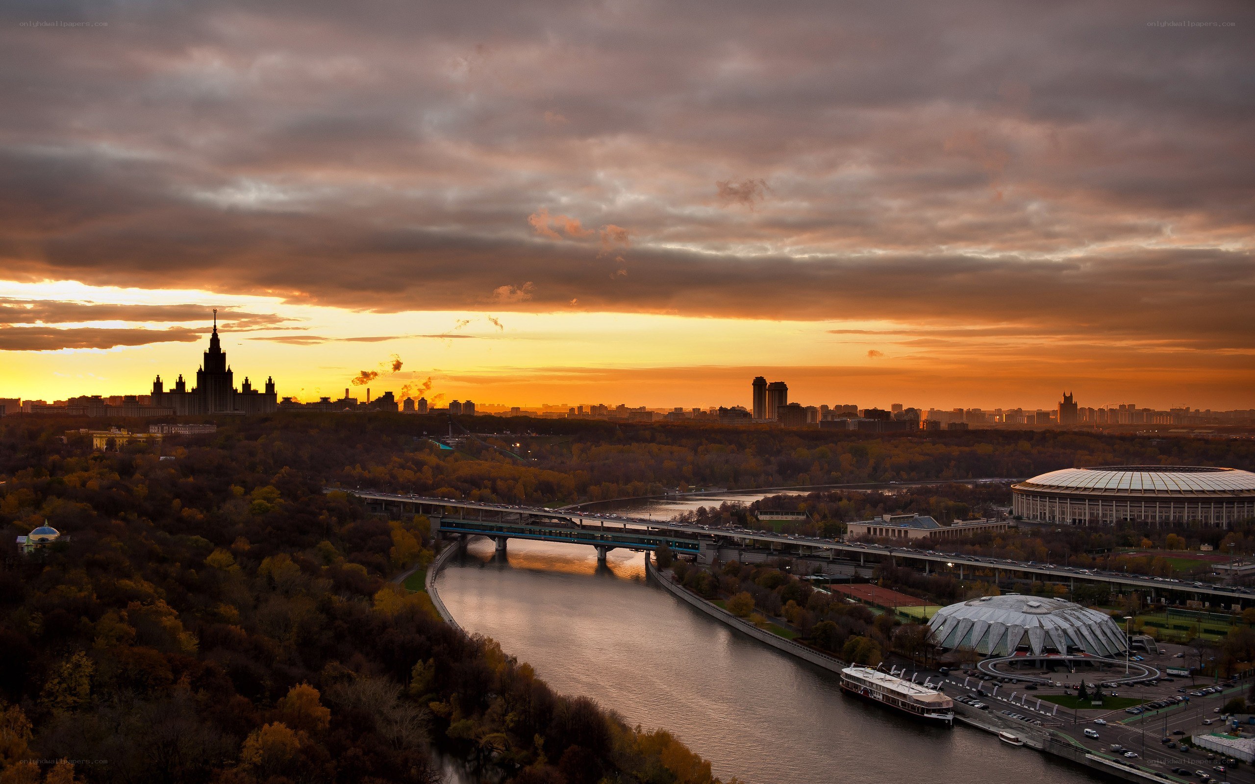 Sunset over Moscow skyline