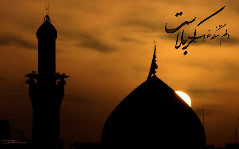Sunset over mosque silhouettes