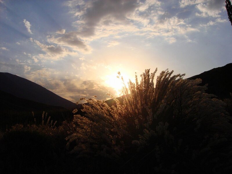 Sunset over mountain hills