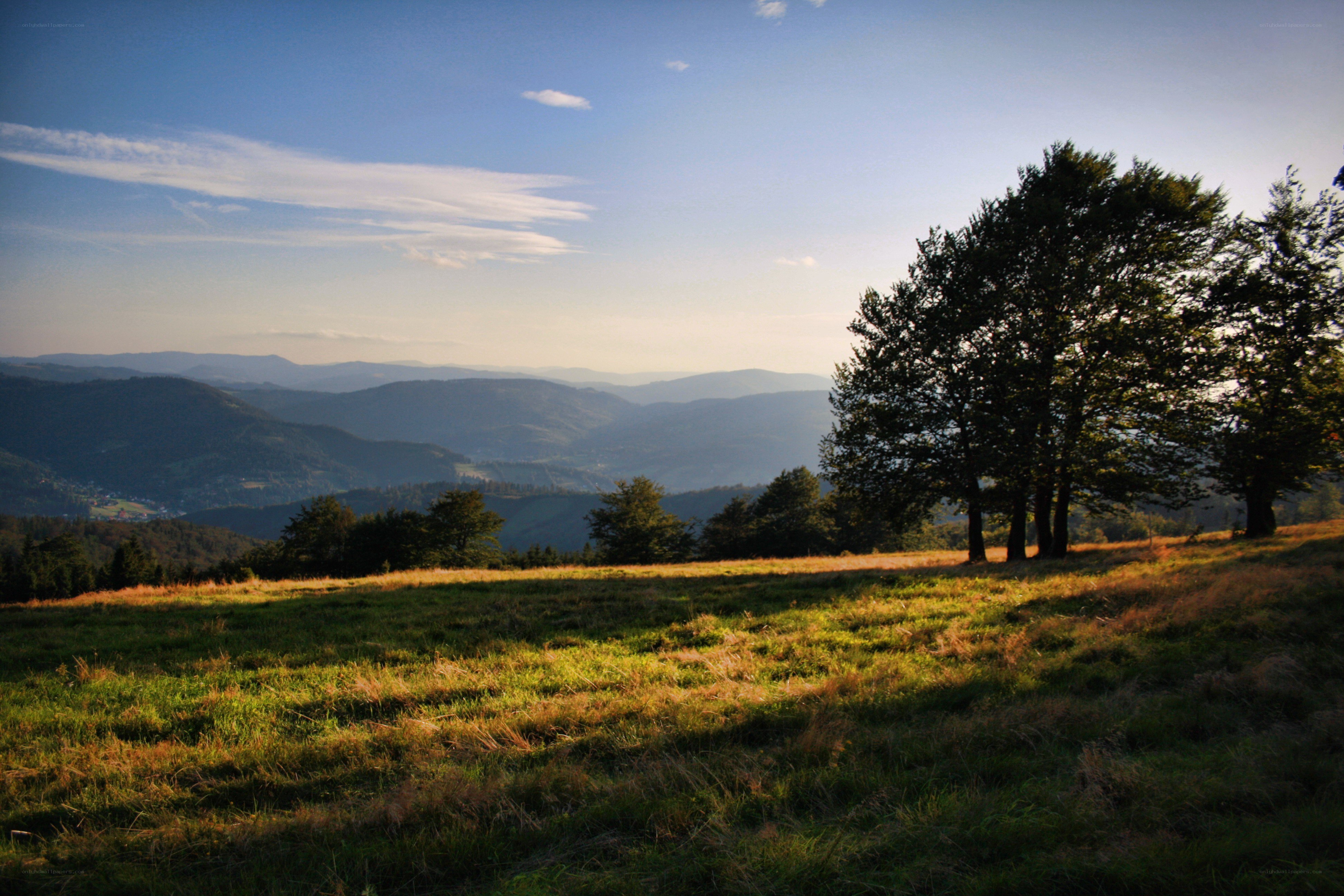 Sunset over mountain hills