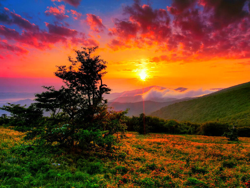 Sunset over Mountain Hills — Orange
