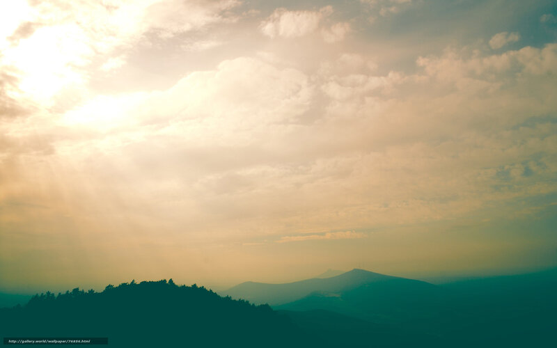 Sunset over mountain hills