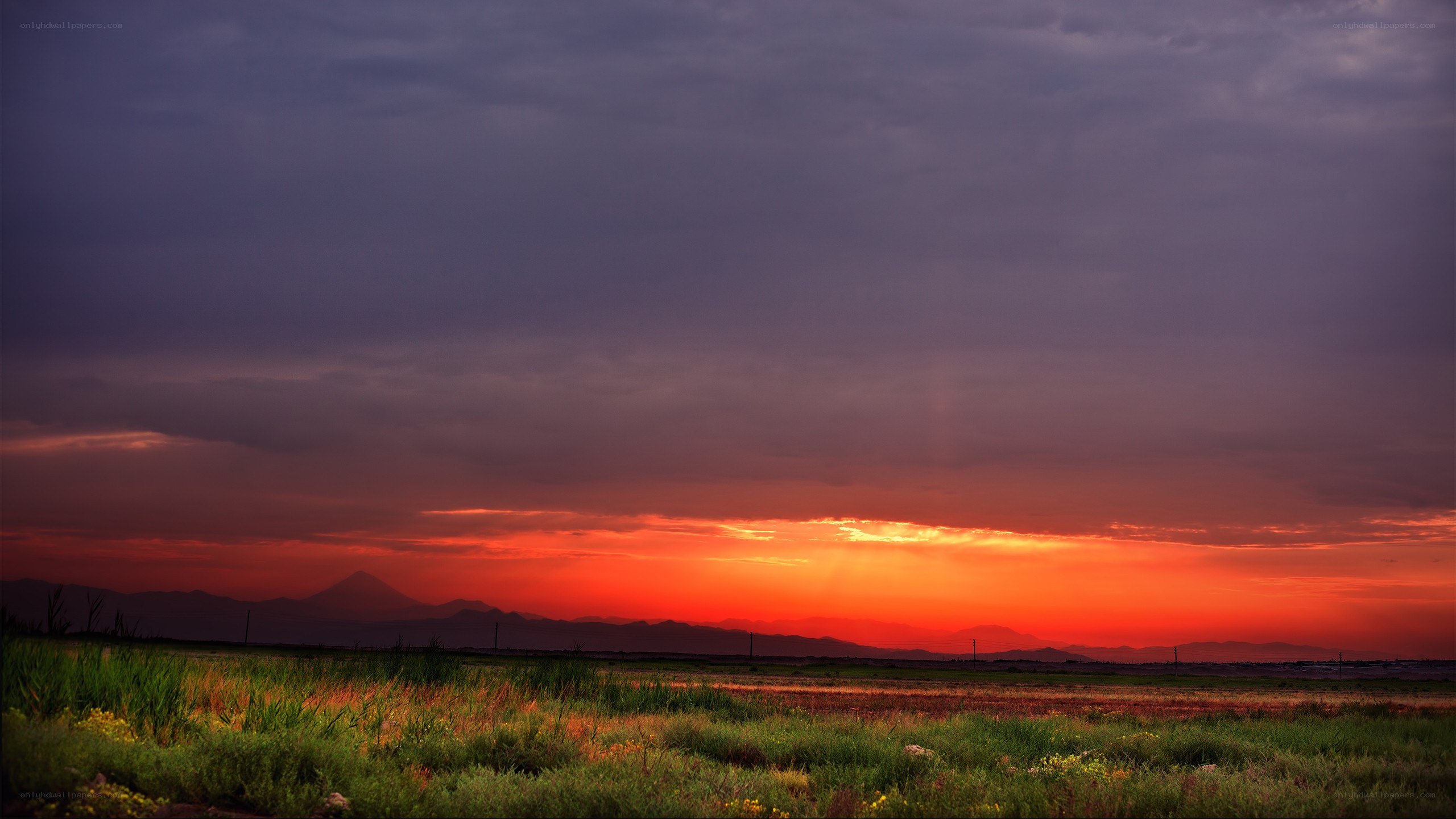 Sunset over mountain landscape