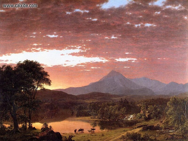 Sunset over mountain landscape