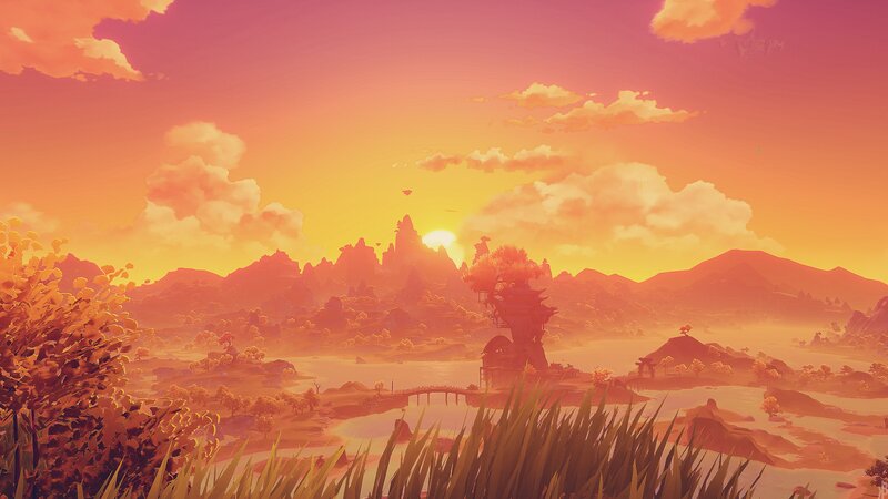 Sunset over Mountain Landscape — Orange
