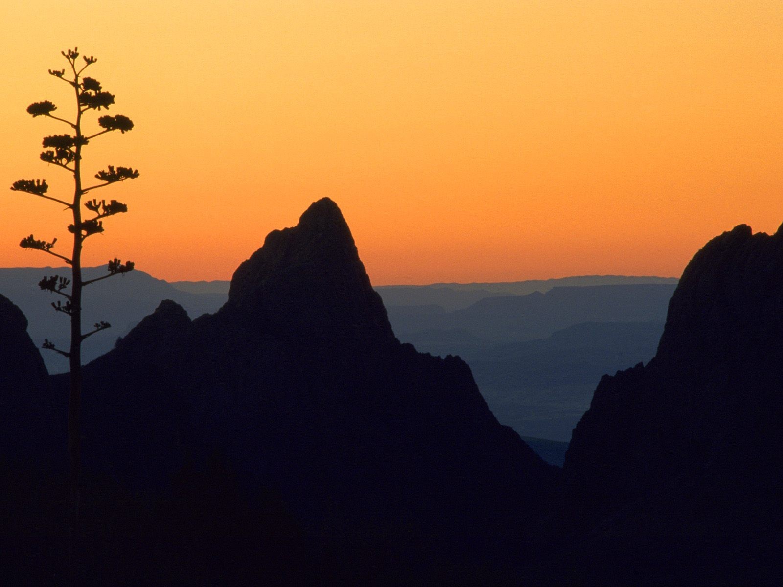 Sunset over mountain peaks
