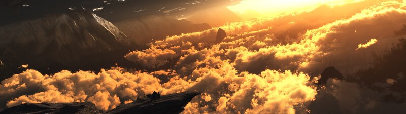sunset over mountain peaks