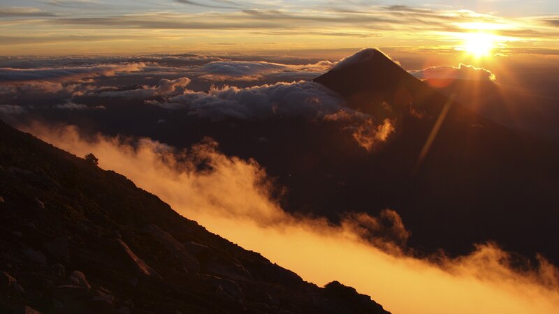 Sunset over mountain peaks