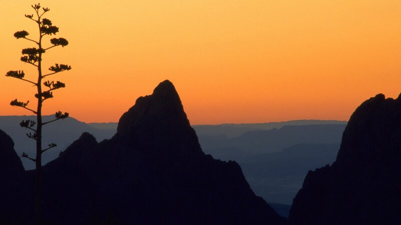 Sunset over mountain peaks