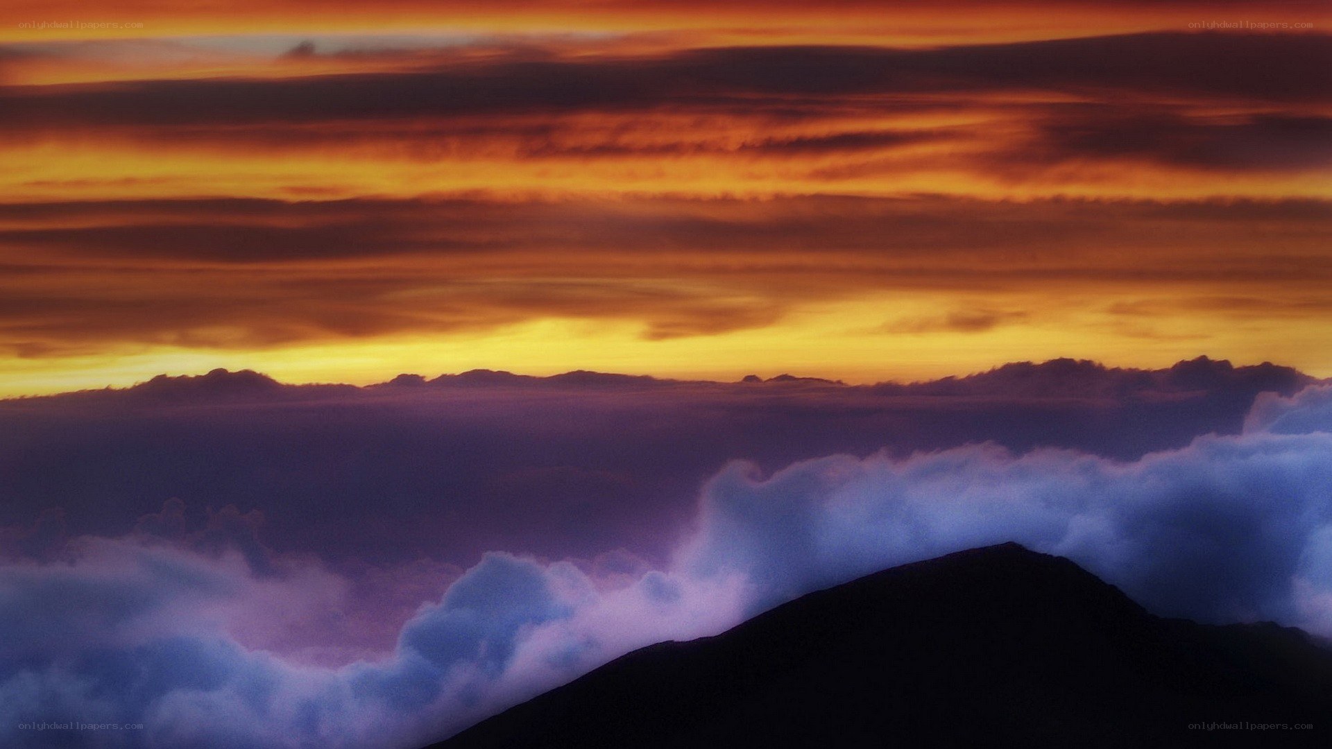 Sunset over mountain peaks