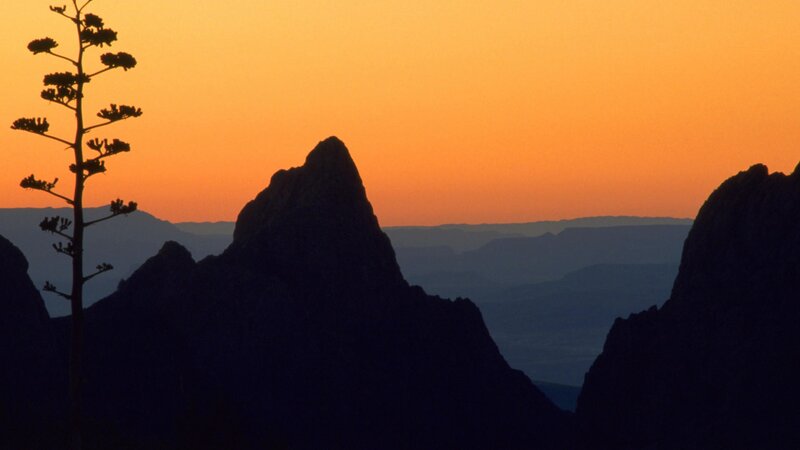 Sunset over mountain peaks