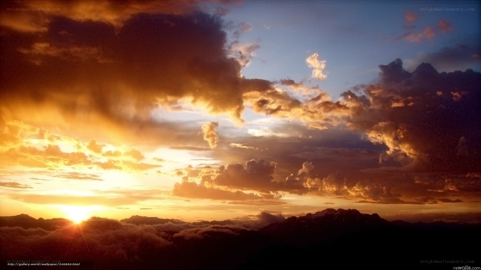 Sunset over mountain peaks