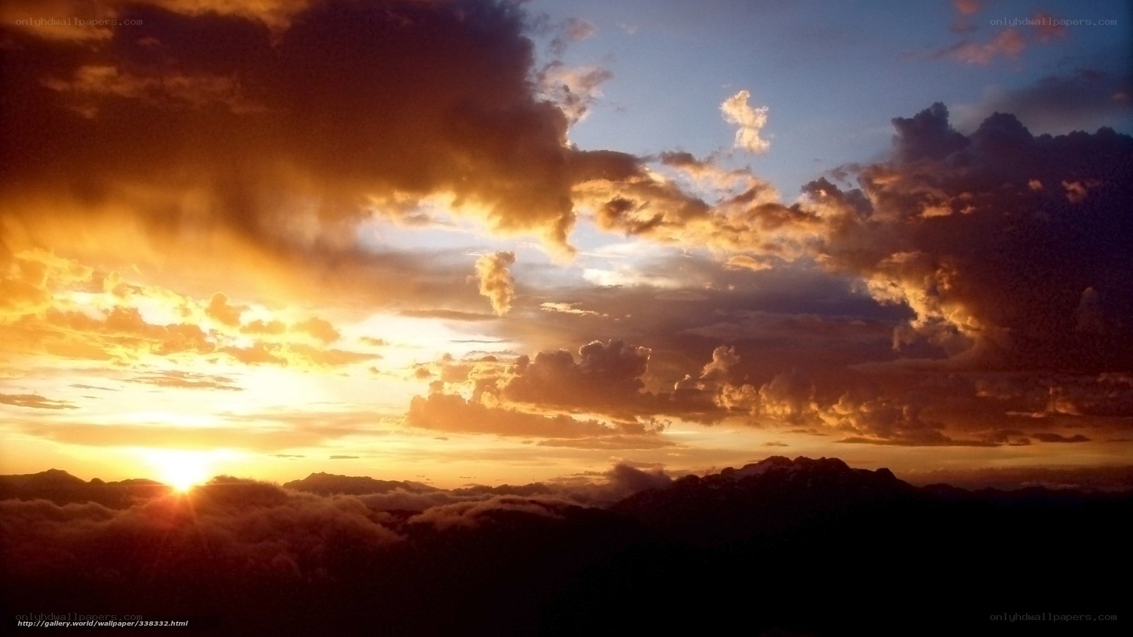 Sunset over mountain peaks