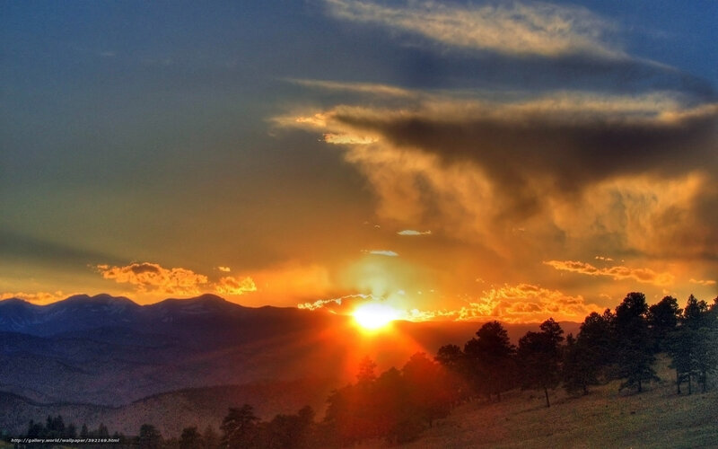 Sunset over mountain range